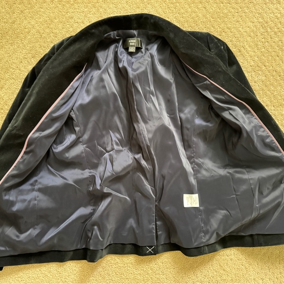 J. CREW 365 Women’s Black Velvet Cotton One Closure Satin Lined Blazer (SIZE 2) - Picture 9 of 10